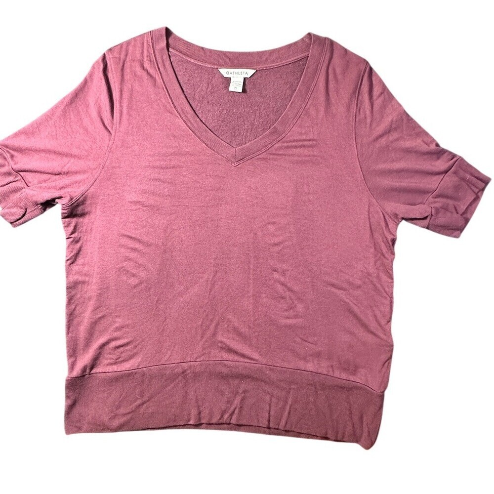 Athleta Step Forward Sweatshirt Tee  Womens XL Aubergine/Purple V-Neck S/S